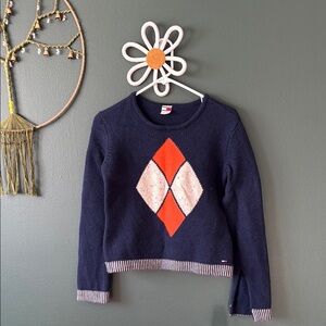 Vintage Tommy Hilfiger Tommy Jeans Navy Sweater with Argyle Design